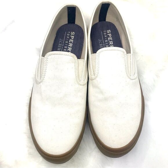 Sperry Top- Sider for J. Crew Cream Slip On Deck Shoe Loafer - Picture 1 of 12